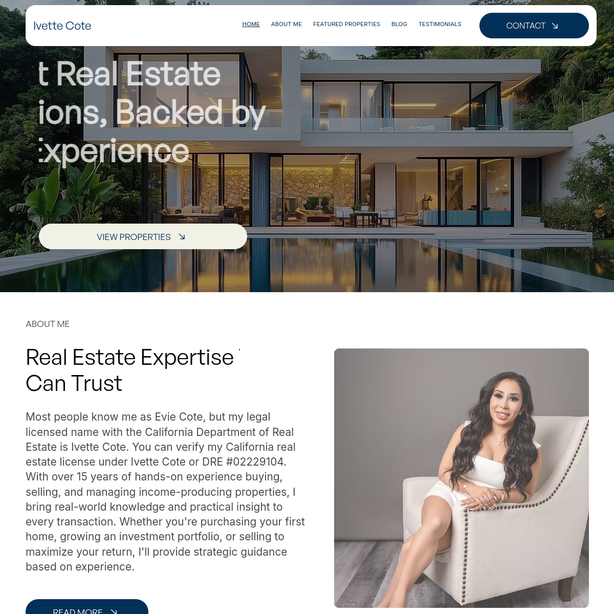 Screenshot of the Ivette Cote website