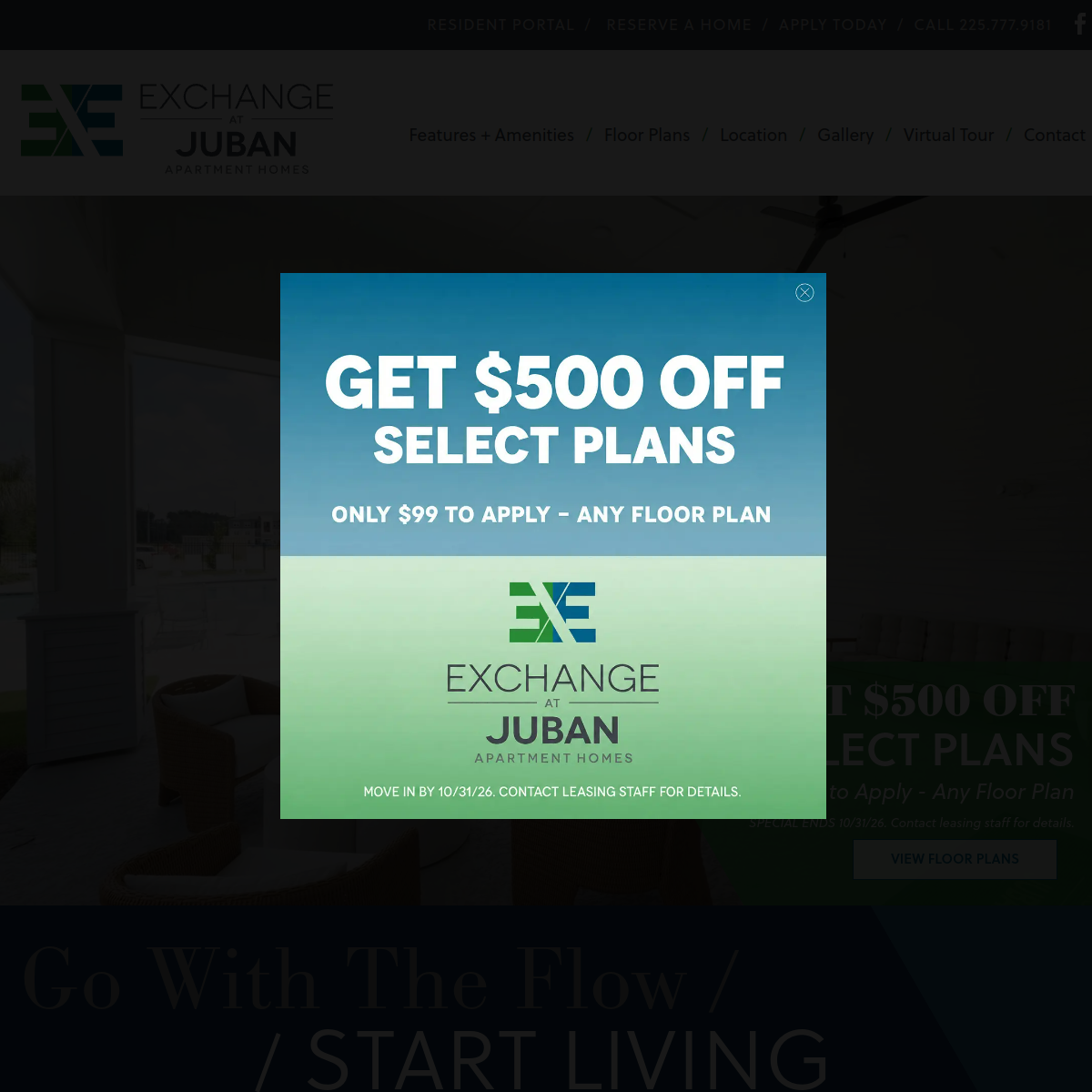 Screenshot of the Exchange at Juban website