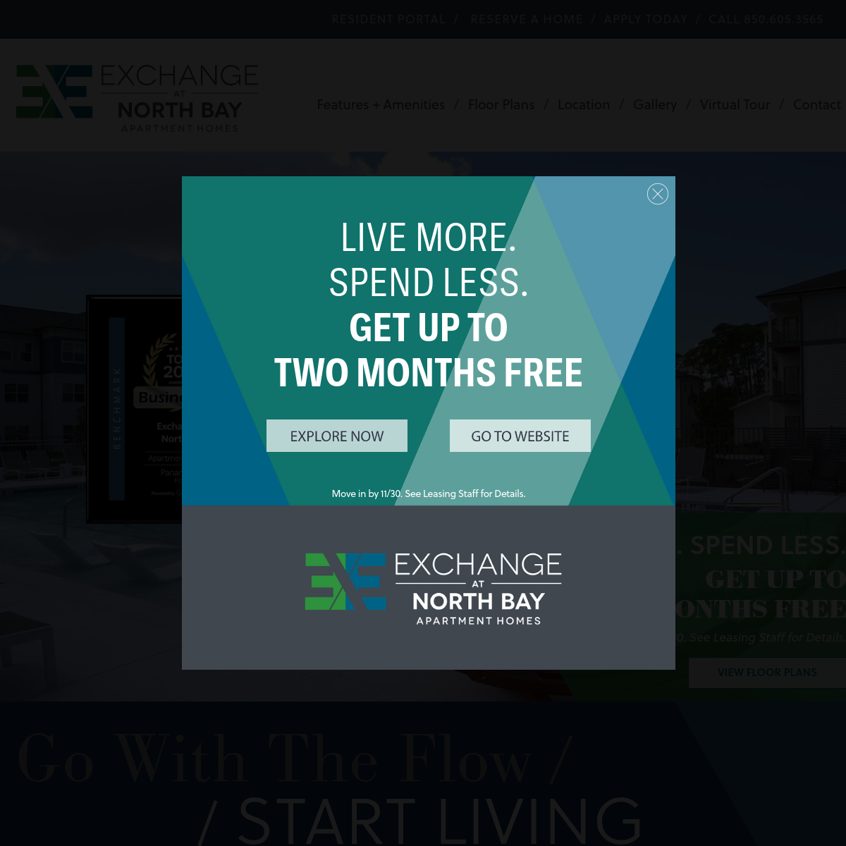 Screenshot of the Exchange at North Bay website