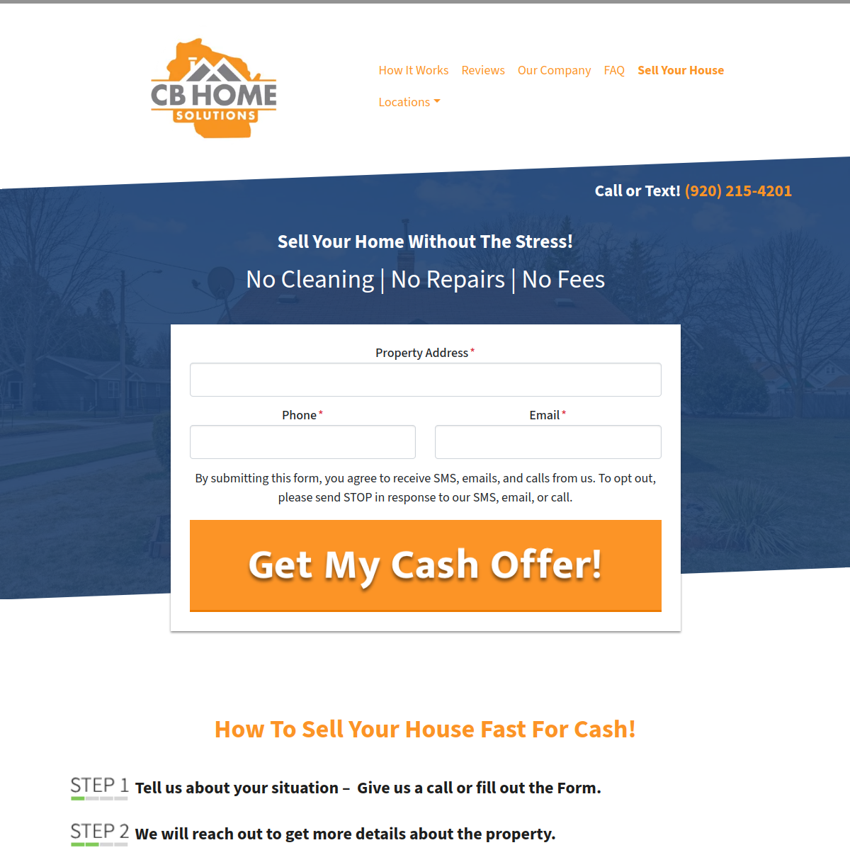 Screenshot of the CB Home Solutions - We Buy Houses - Sell My House Fast website
