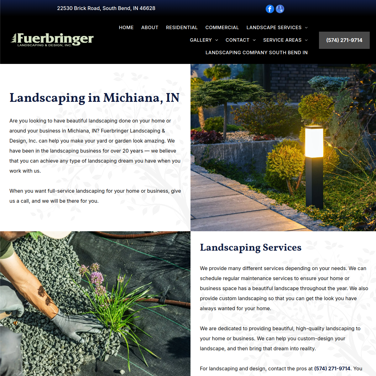 Screenshot of the Fuerbringer Landscaping & Design website