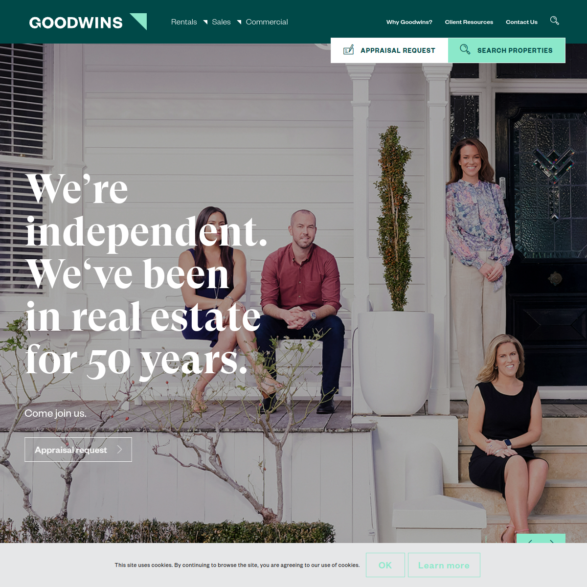 Screenshot of the Goodwins Real Estate website