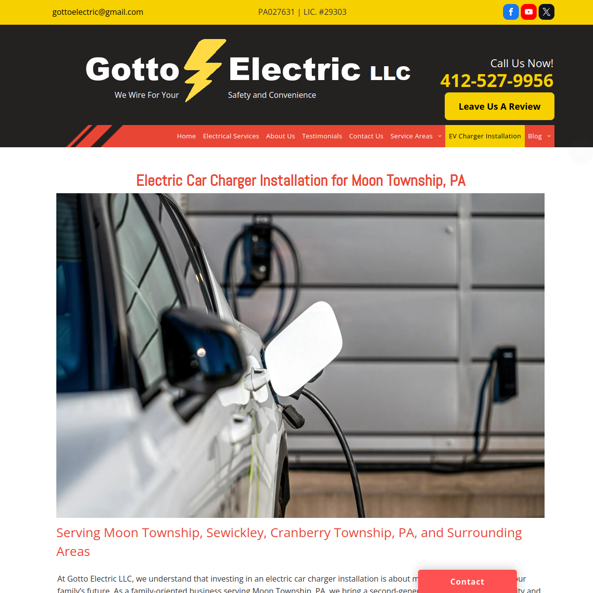 Screenshot of the Gotto Electric website