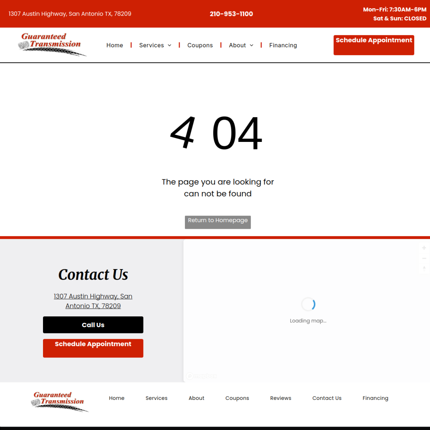 Screenshot of the Guaranteed Transmission website