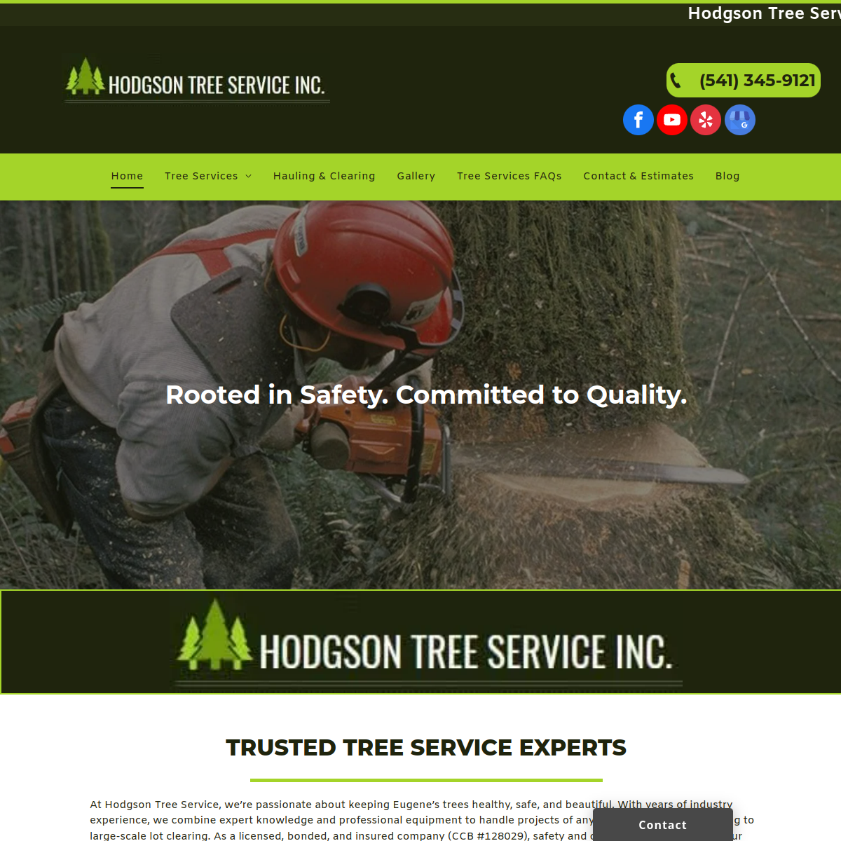 Screenshot of the Hodgson's Tree Service website