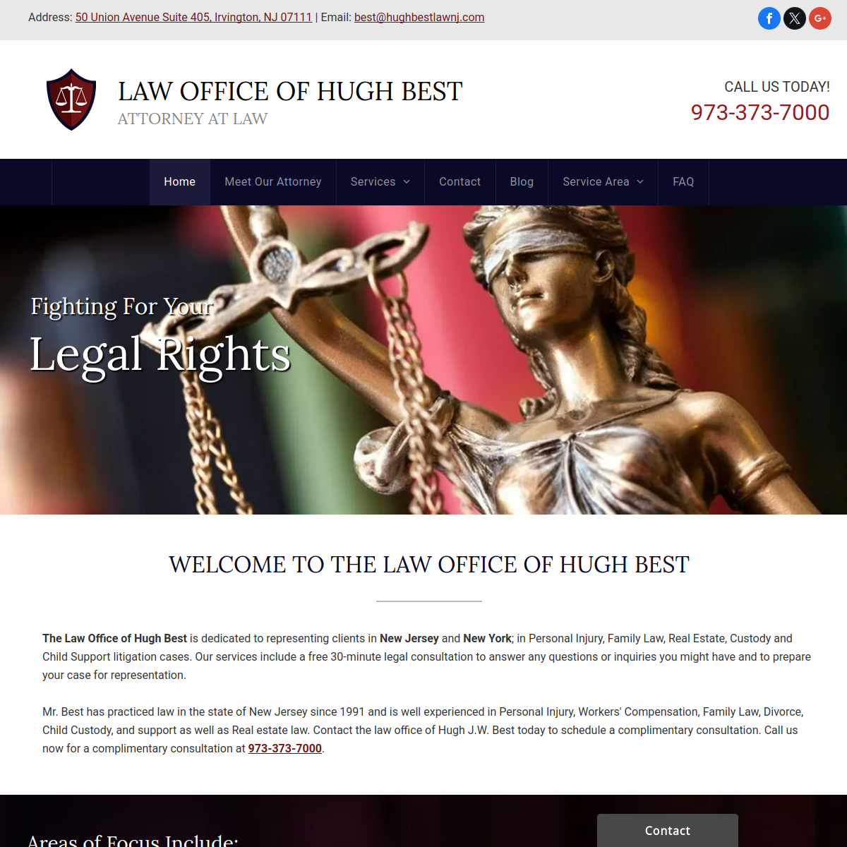 Screenshot of the Law Office of Hugh Best website
