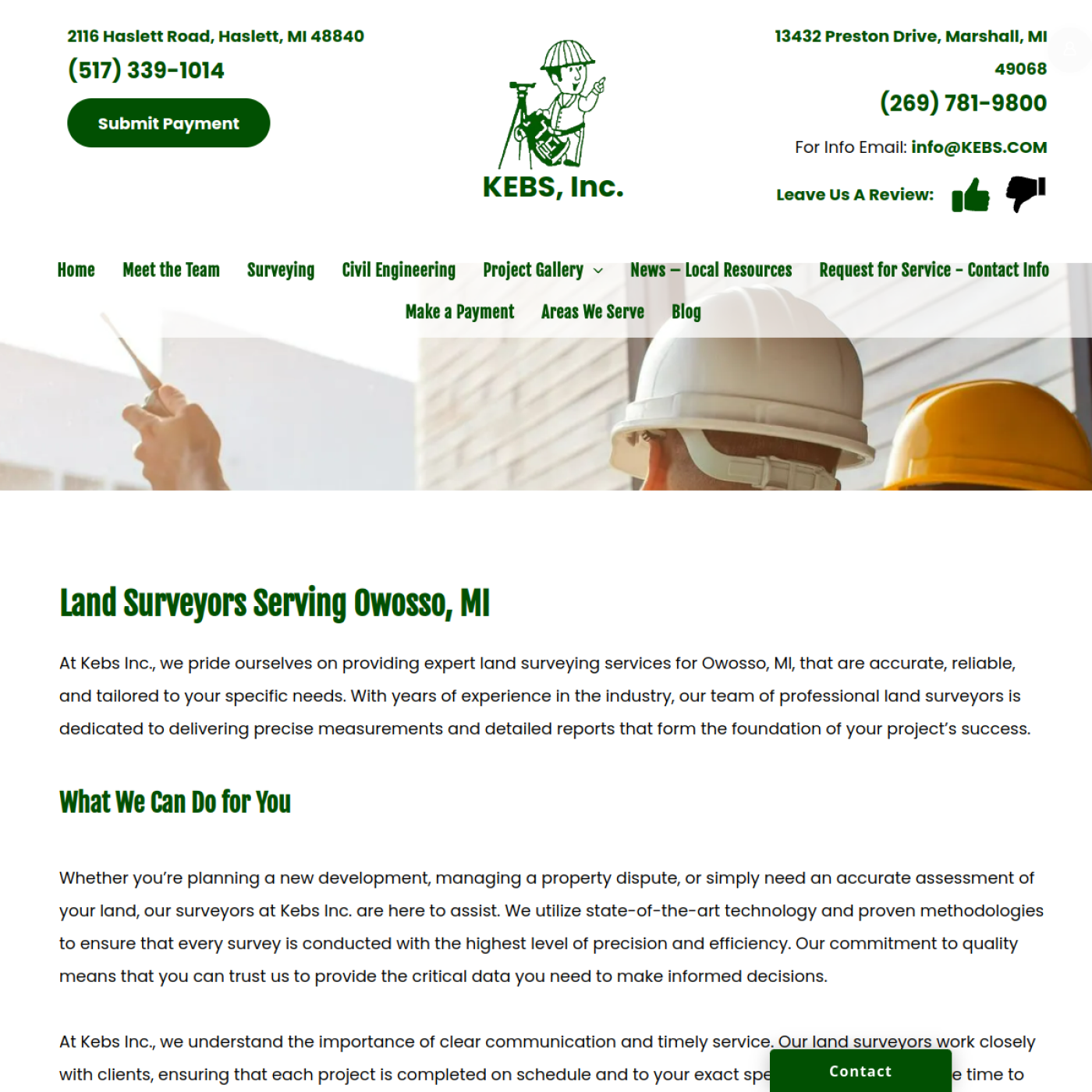 Screenshot of the Kebs Inc website
