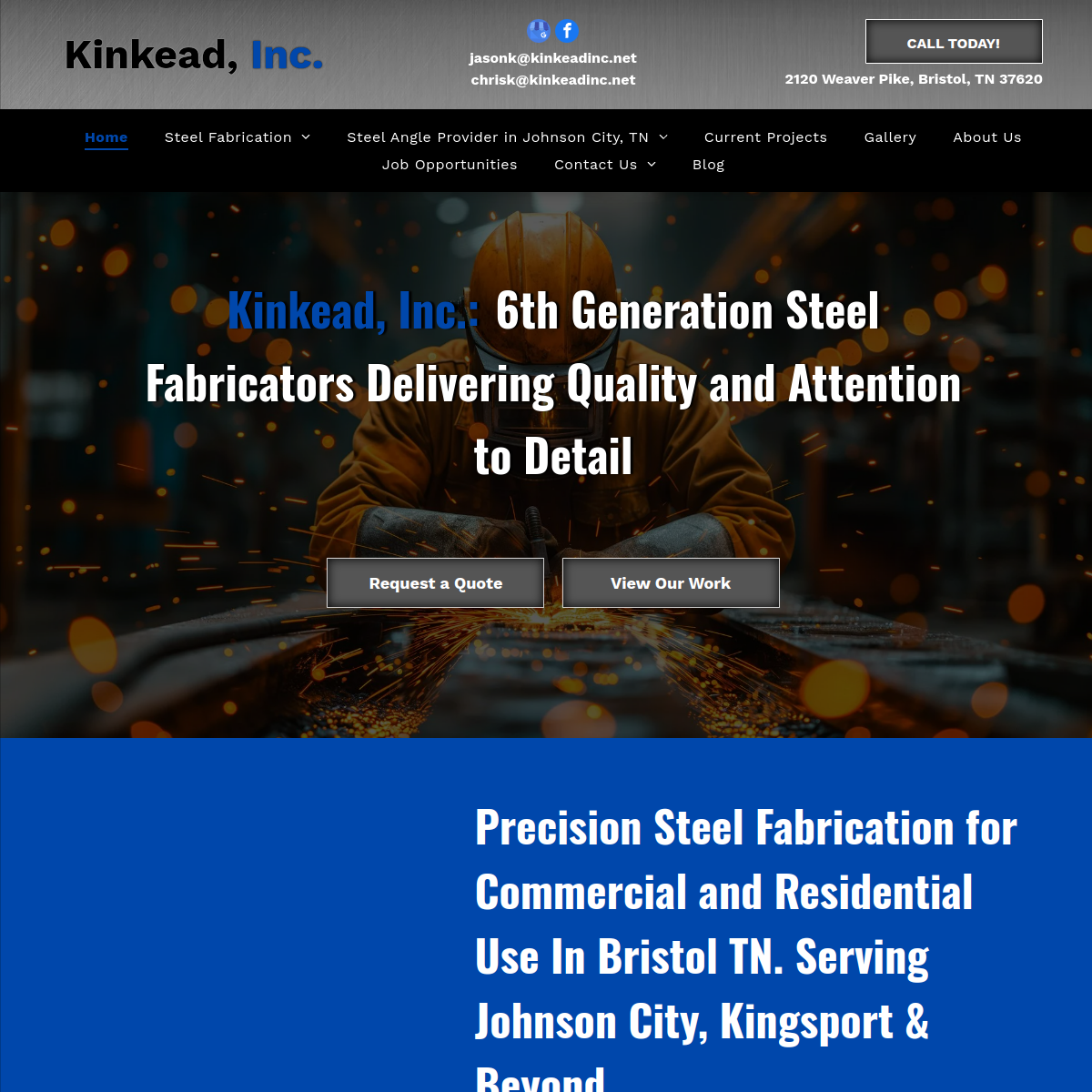 Screenshot of the Kinkead Machine Co website
