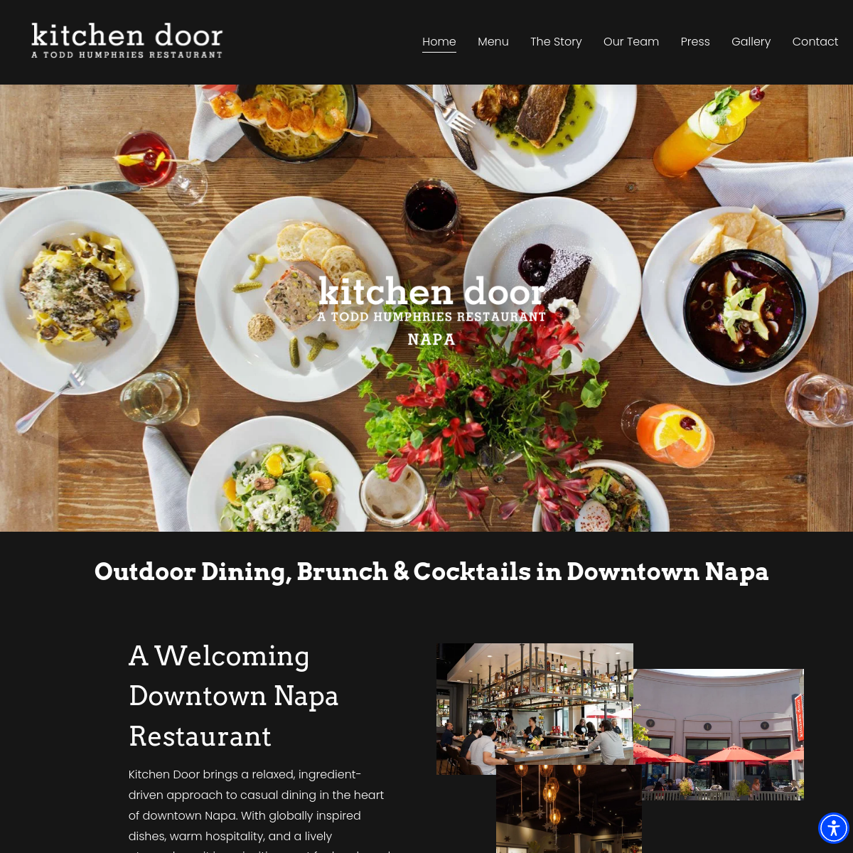 Screenshot of the Kitchen Door Restaurant website