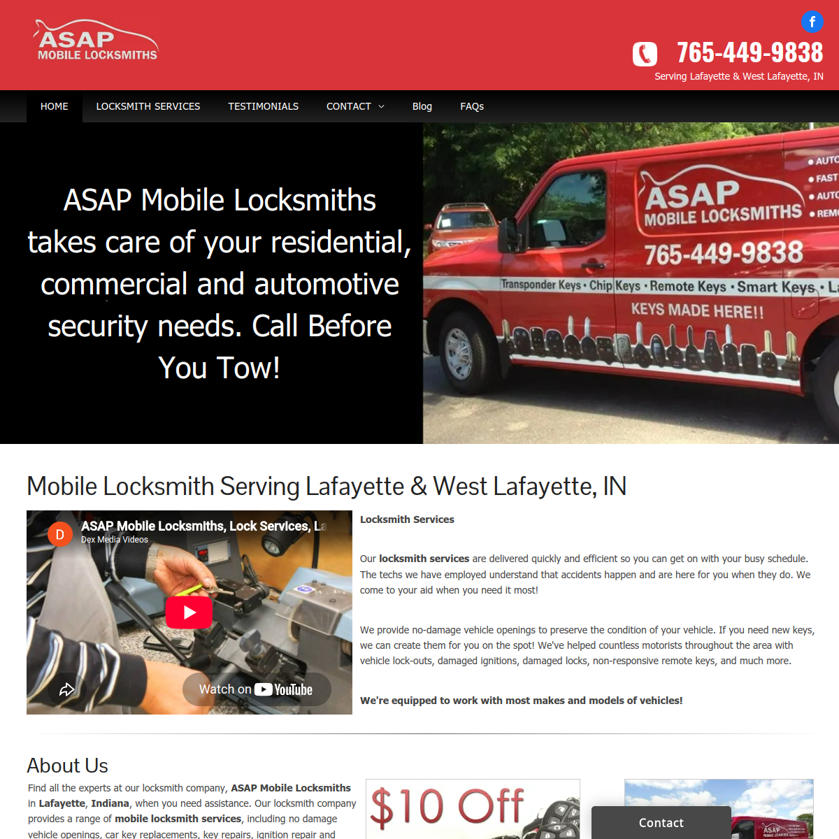 Screenshot of the ASAP Mobile Locksmiths website