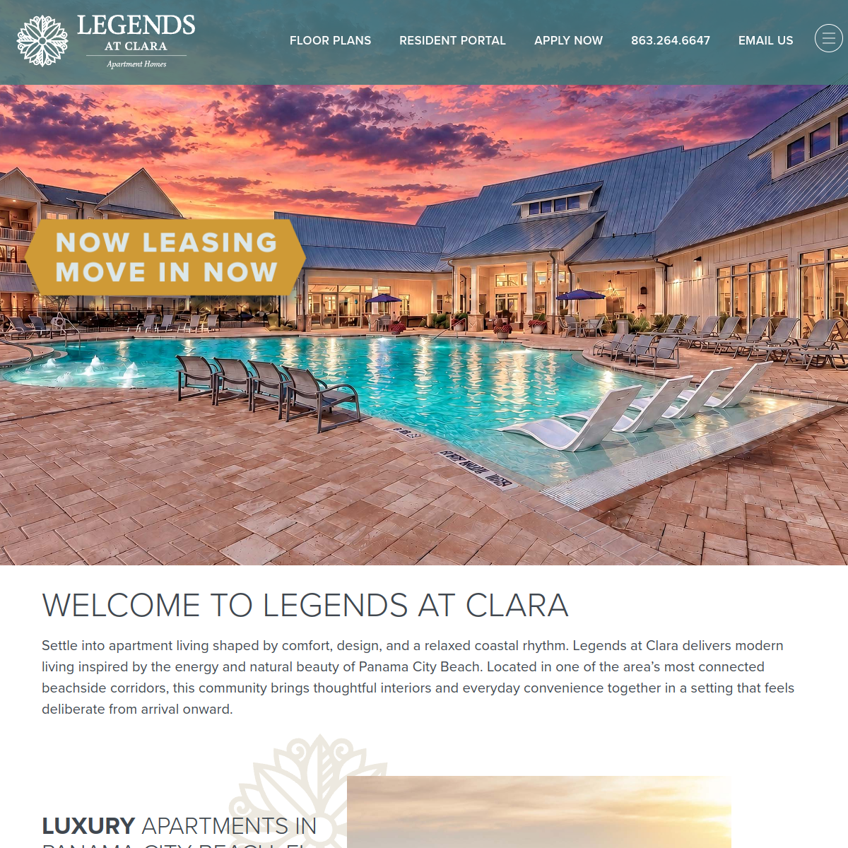 Screenshot of the Legends at Clara website