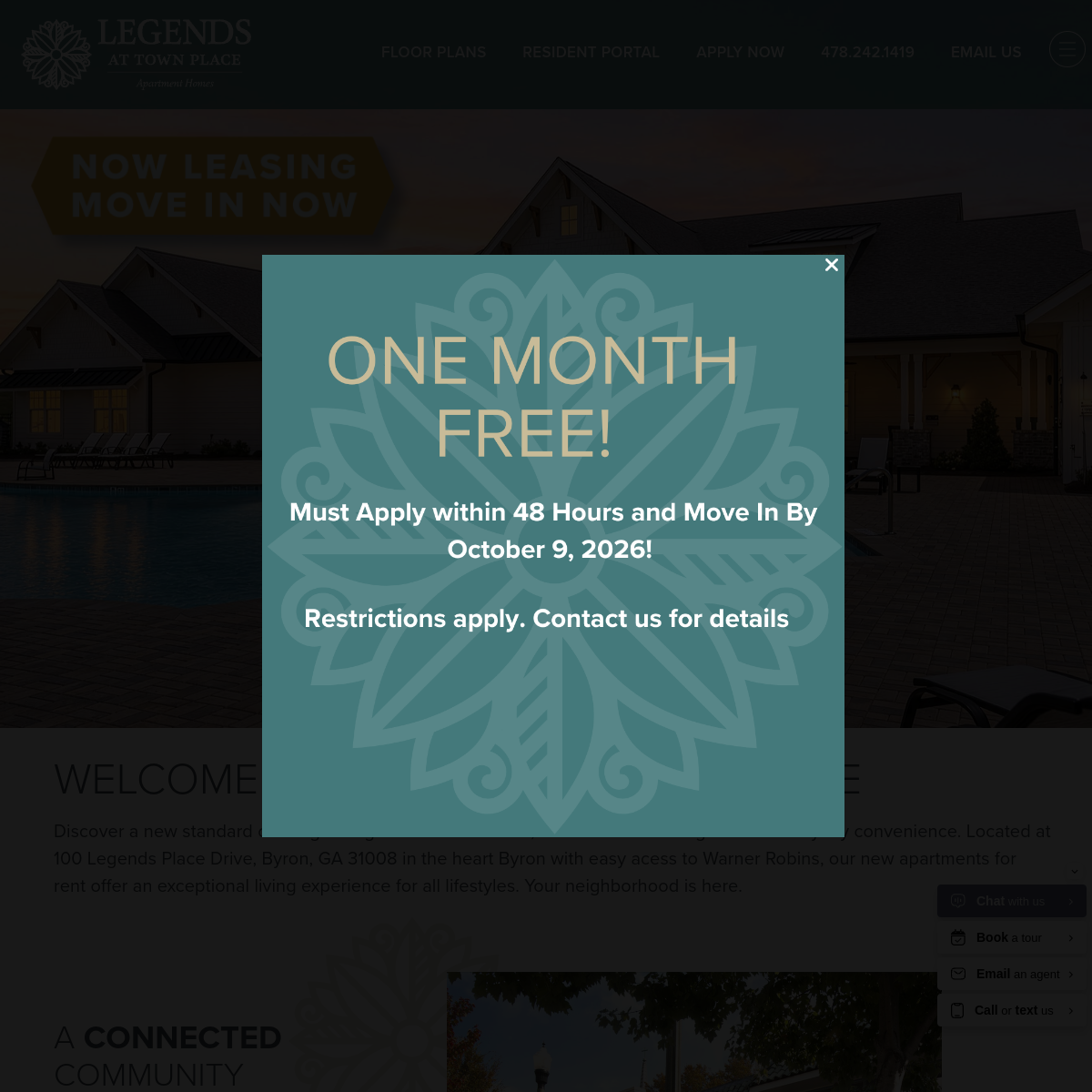 Screenshot of the Legends At Town Place website