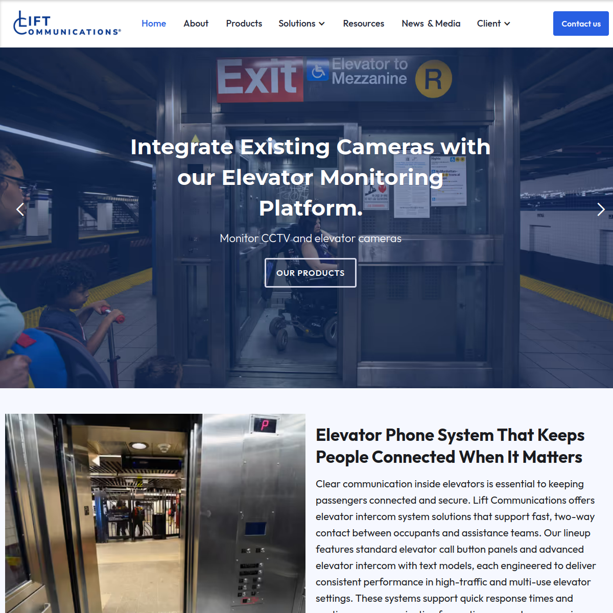 Screenshot of the Lift Communications website