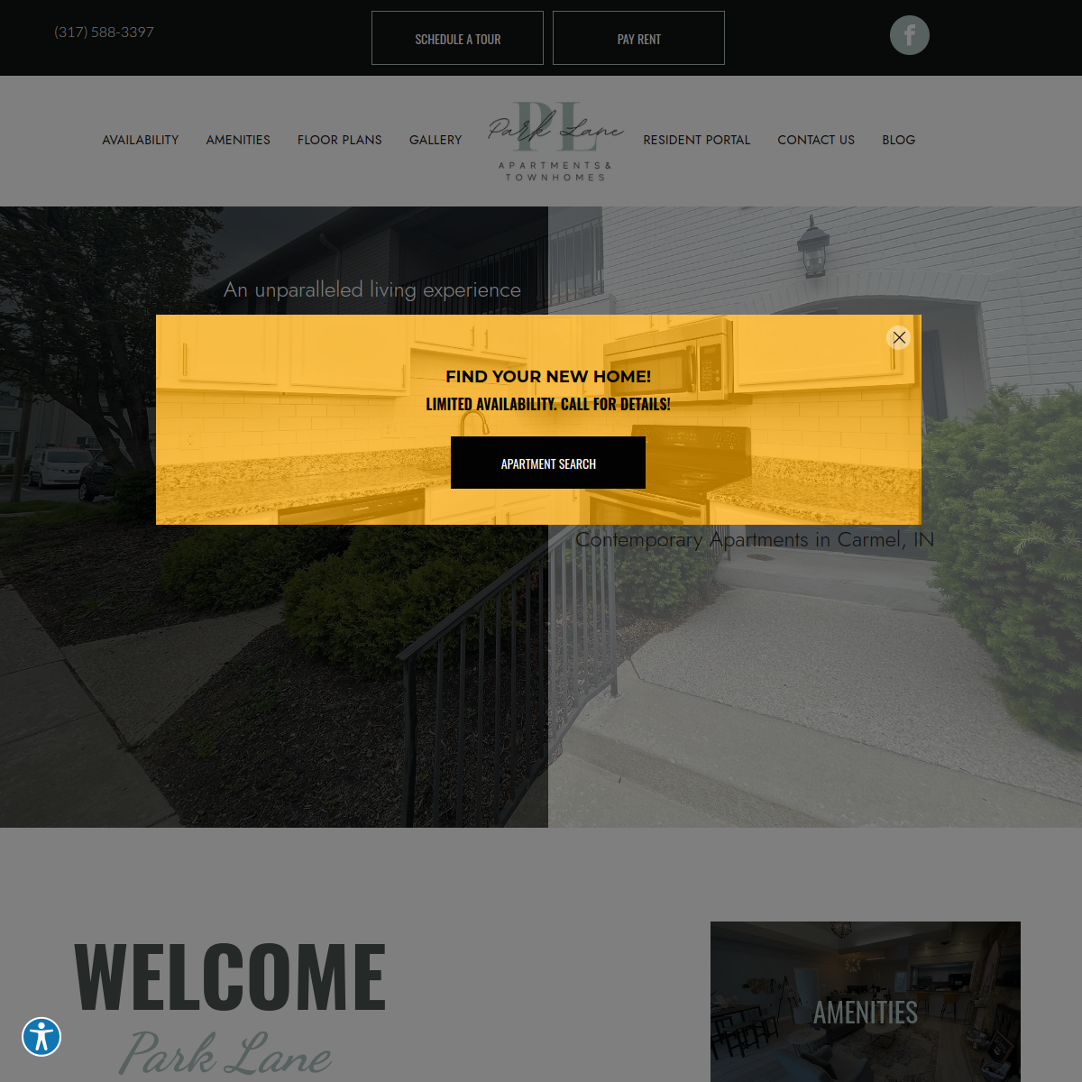 Screenshot of the Park Lane Apartments & Townhomes website