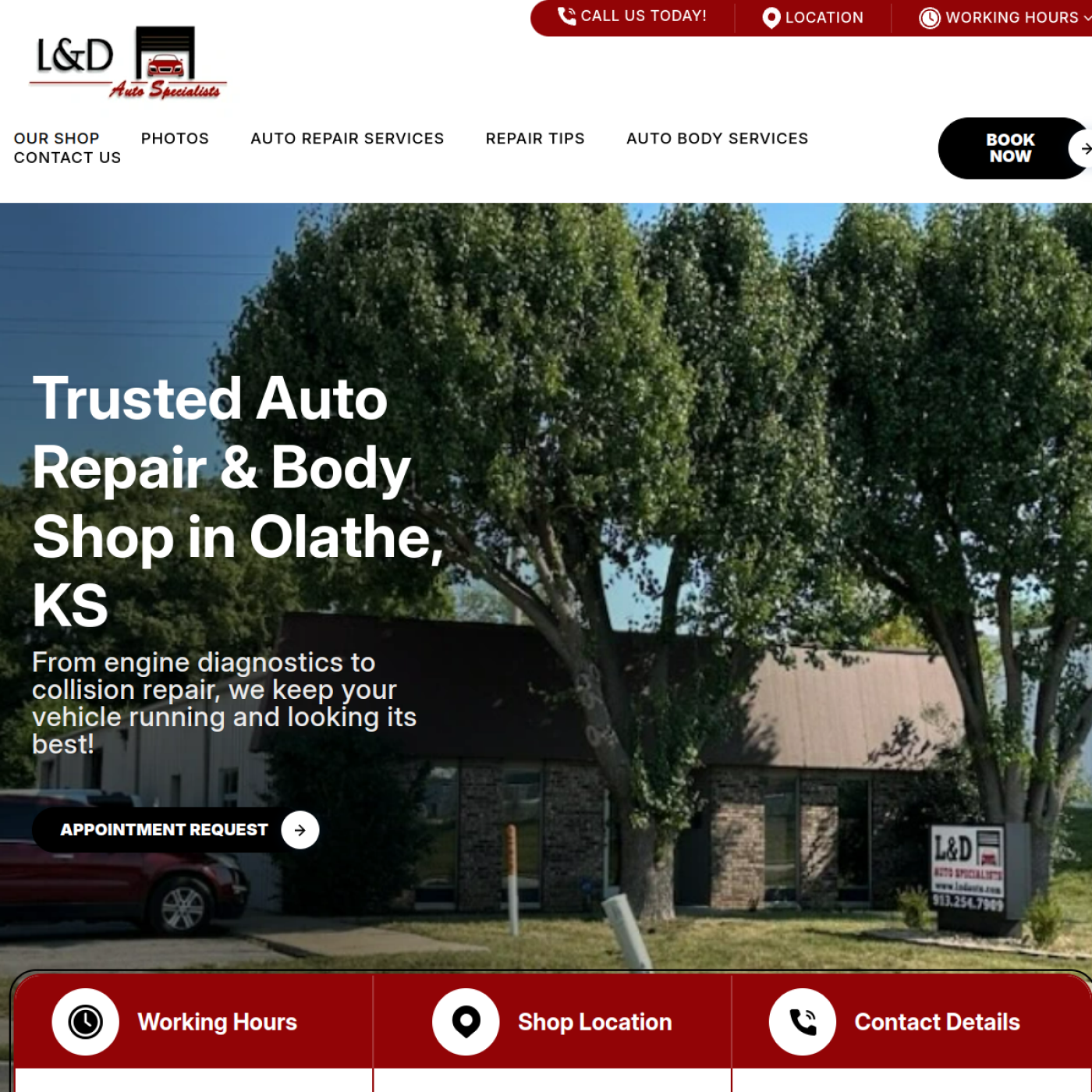 Screenshot of the L & D Auto Specialists website