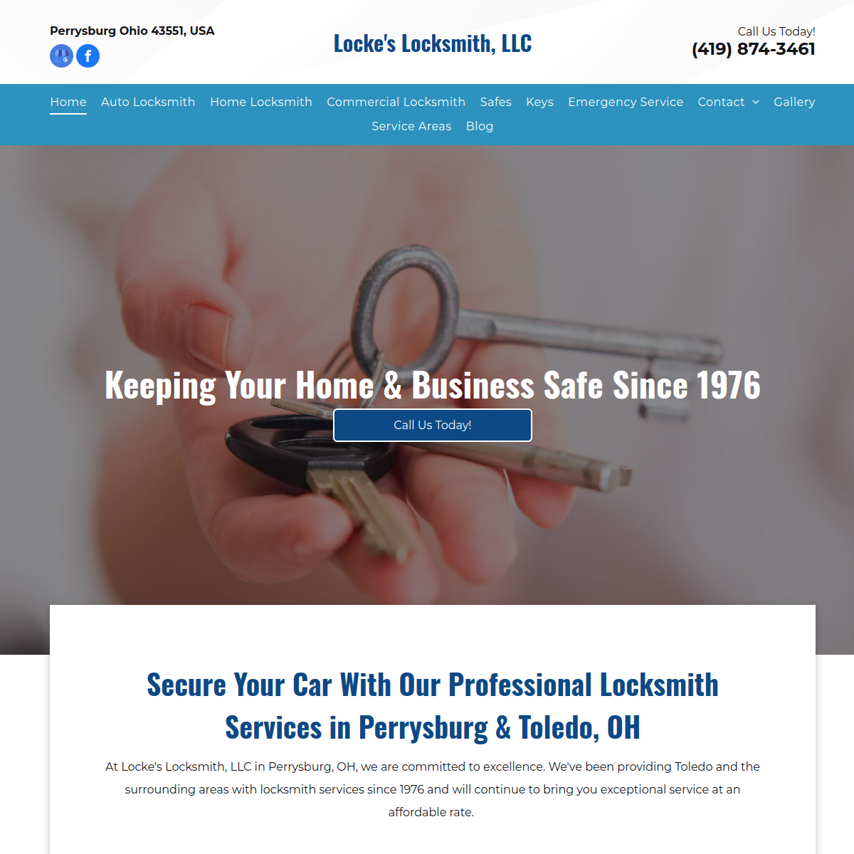 Screenshot of the Locke's Locksmith LLC website