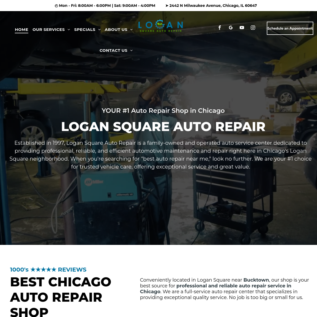 Screenshot of the Logan Square Auto Repair website