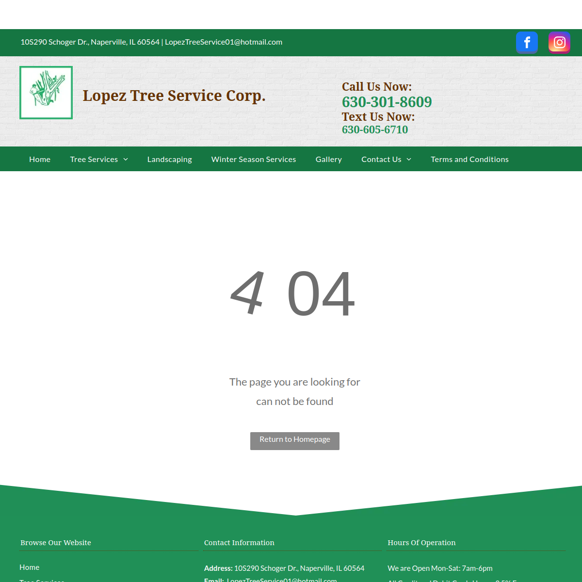 Screenshot of the Lopez Tree Service website