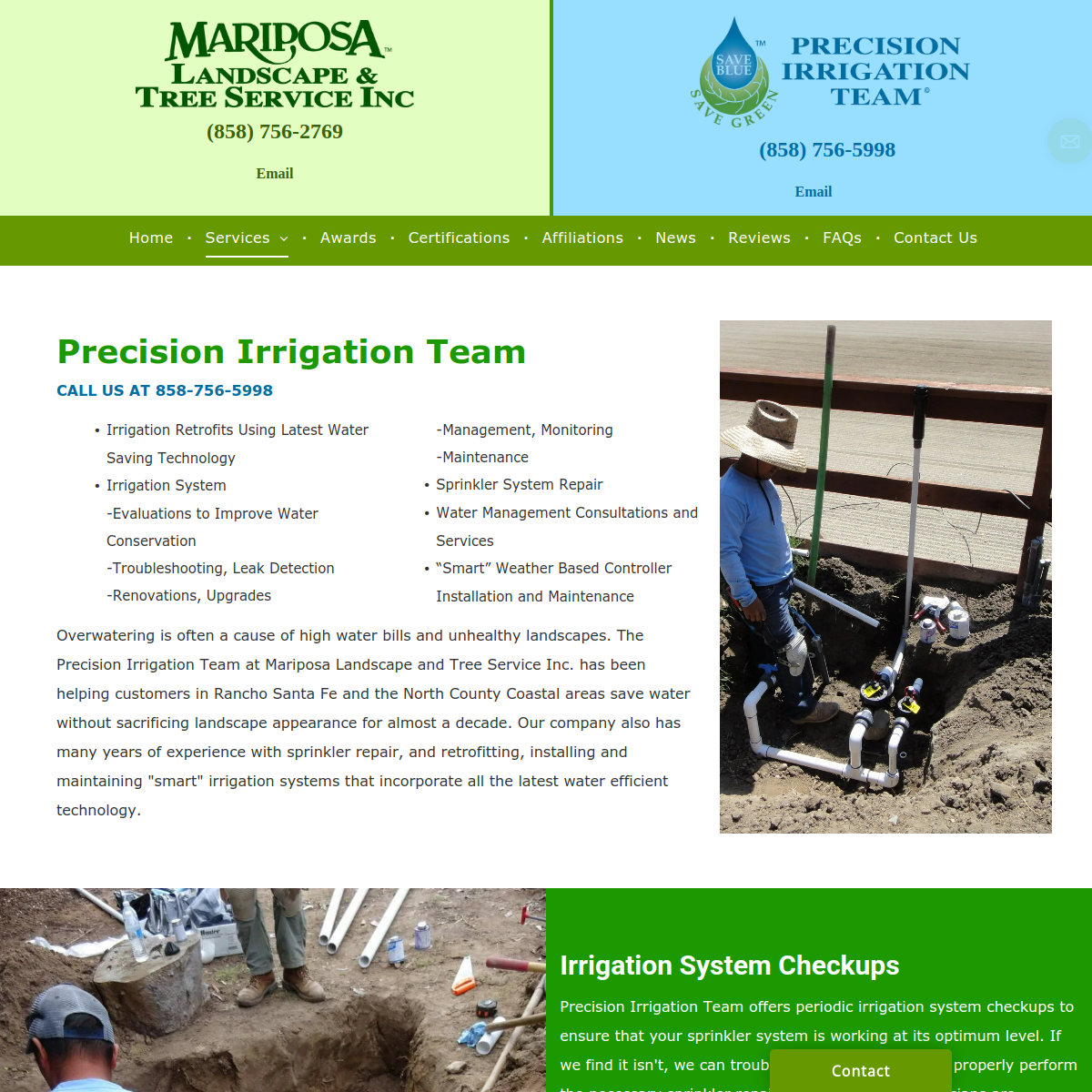 Screenshot of the Mariposa Landscape & Tree Service Inc. website