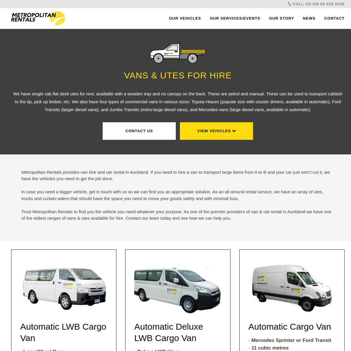 Screenshot of the Metropolitan Rentals website