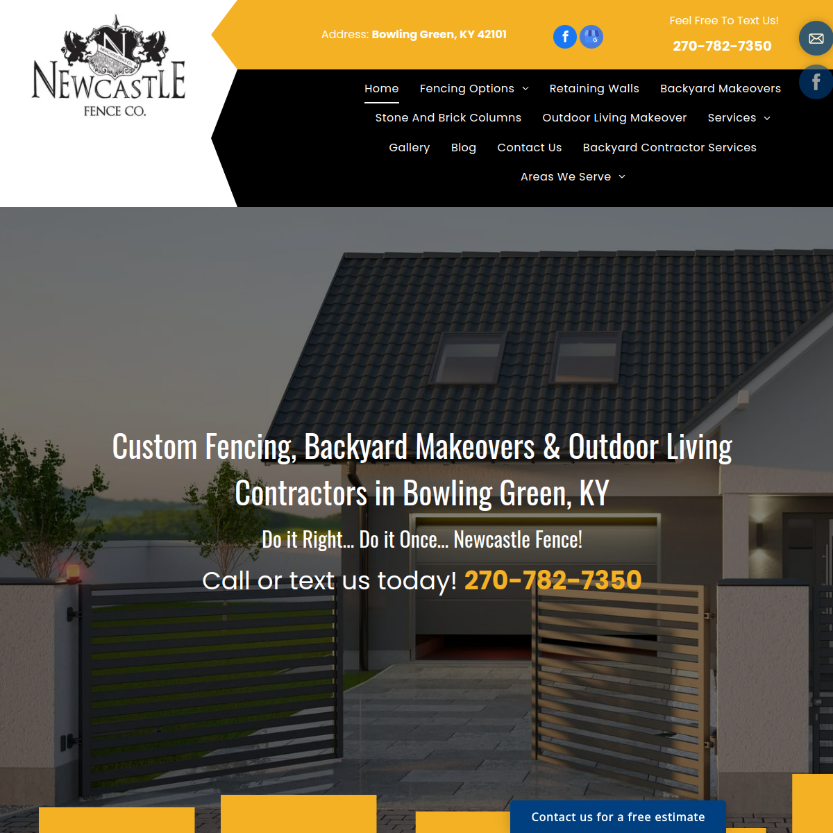 Screenshot of the Newcastle Fence website