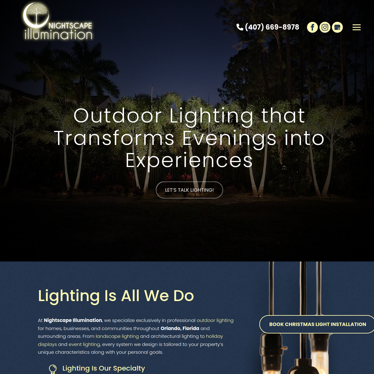 Screenshot of the Nightscape Illumination website