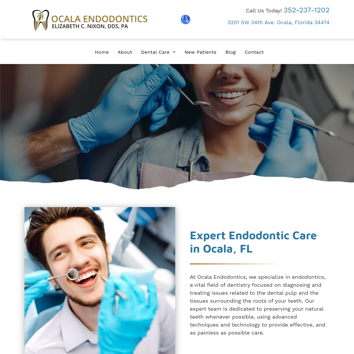 Screenshot of the Ocala Endodontics website