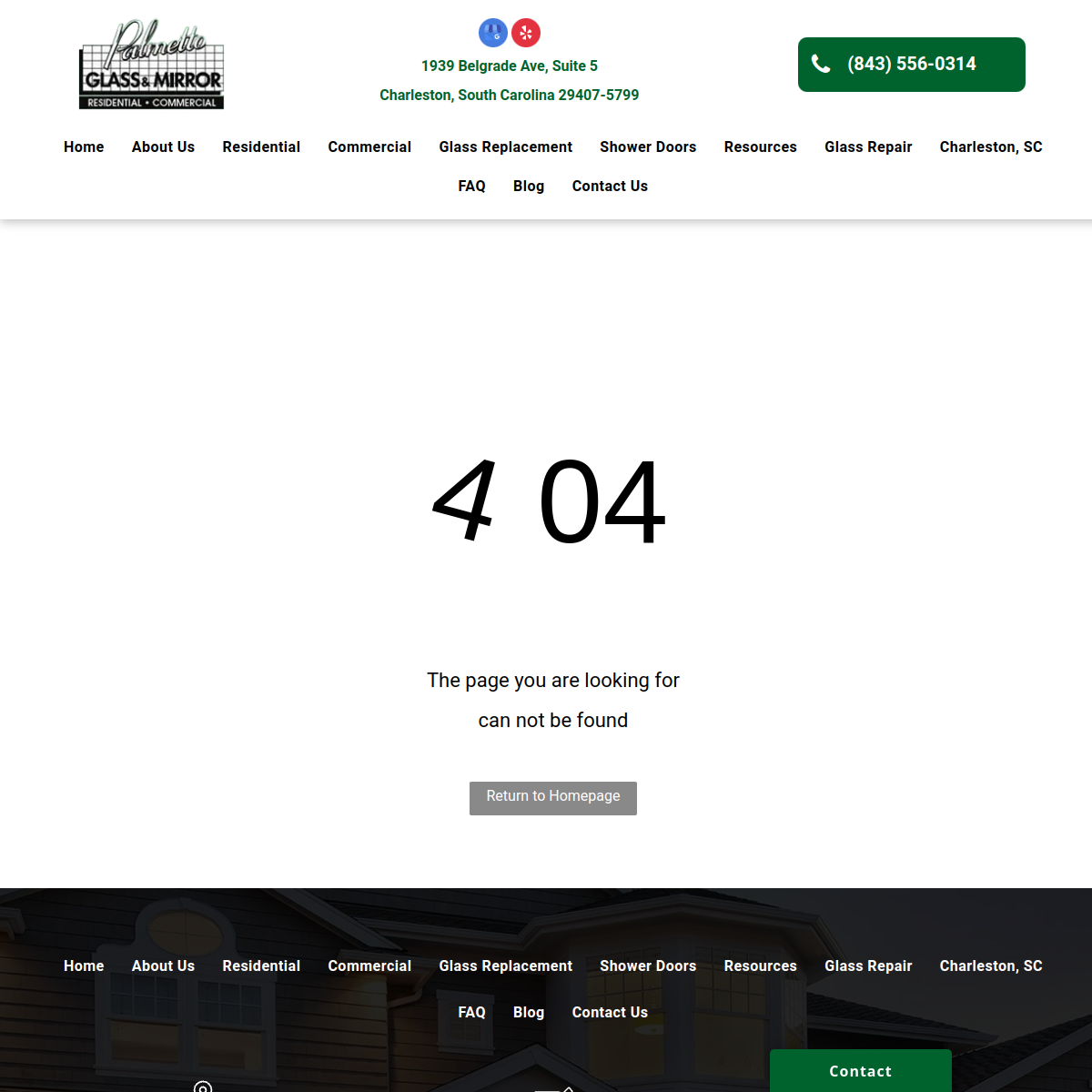 Screenshot of the Palmetto Glass & Mirror Inc website