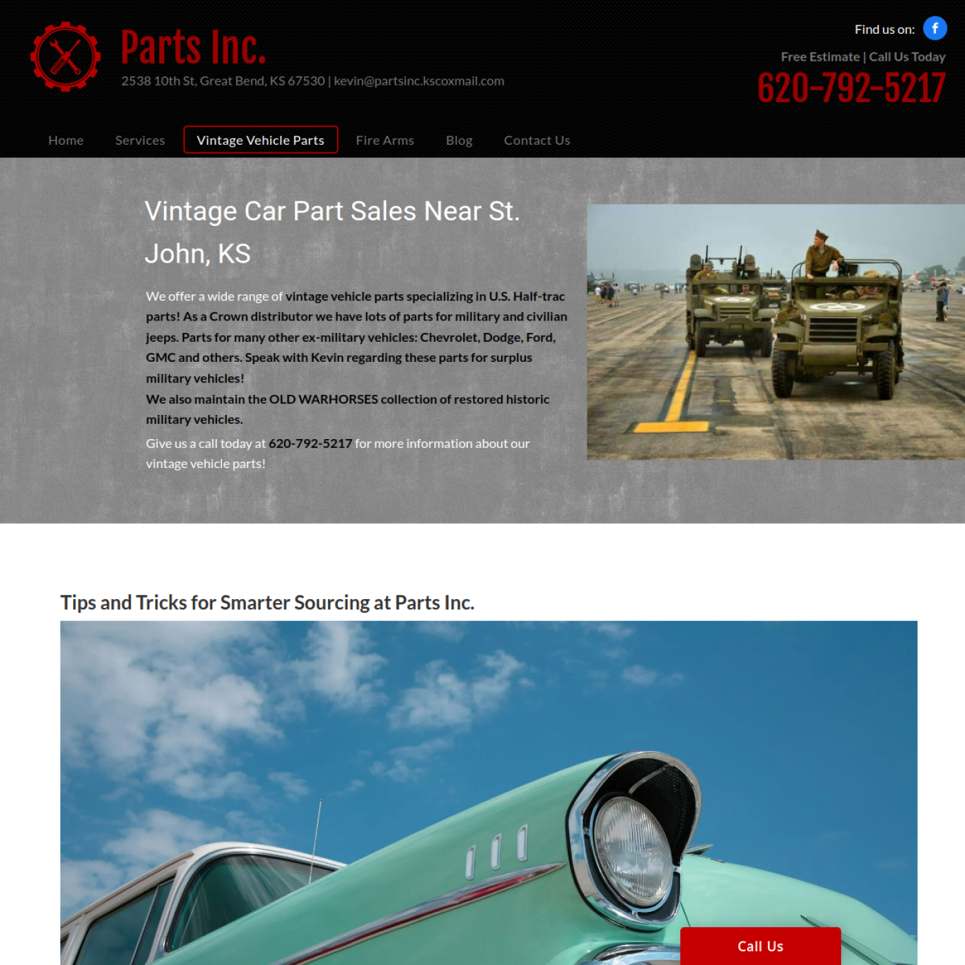 Screenshot of the Parts Inc. website