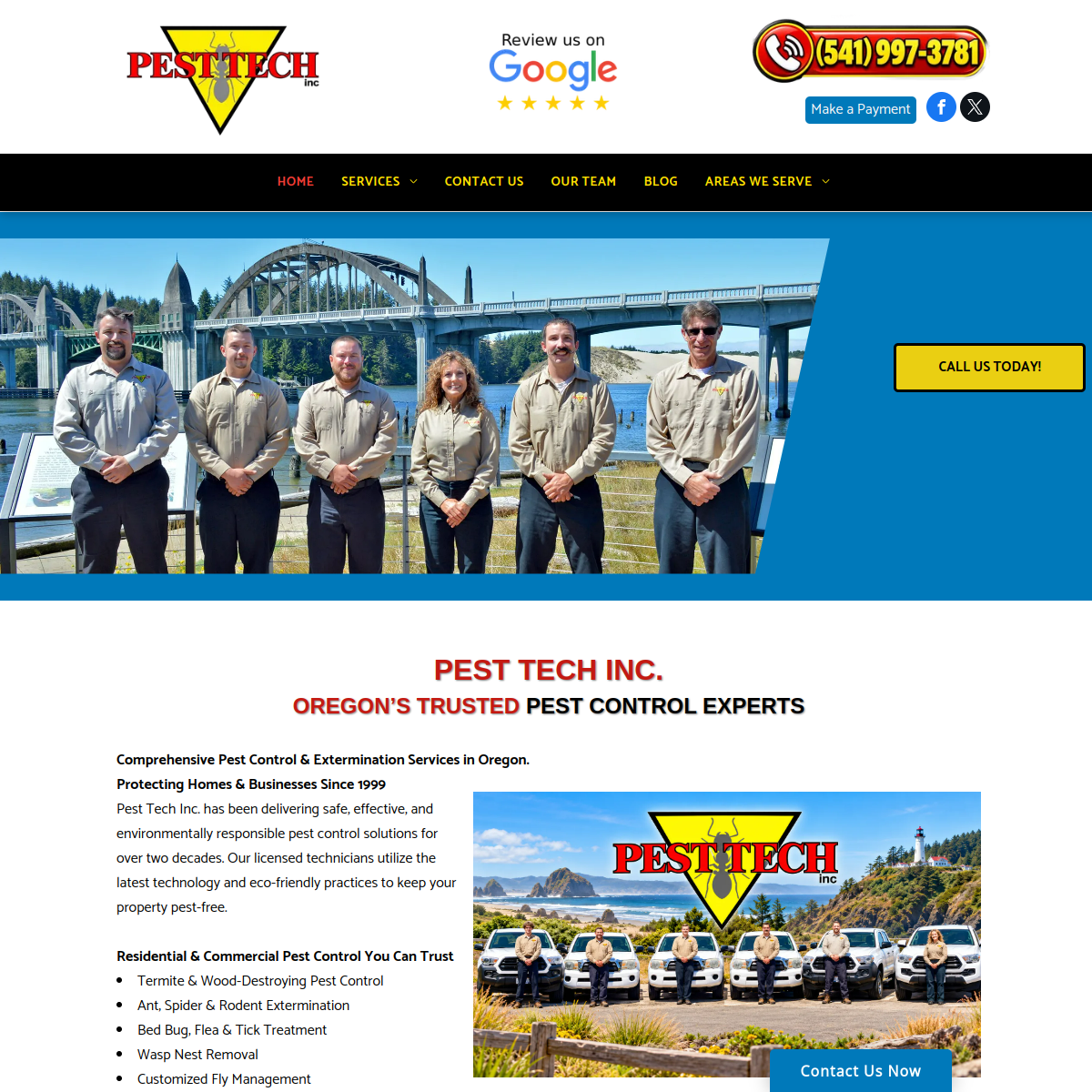 Screenshot of the Pest Tech Inc website