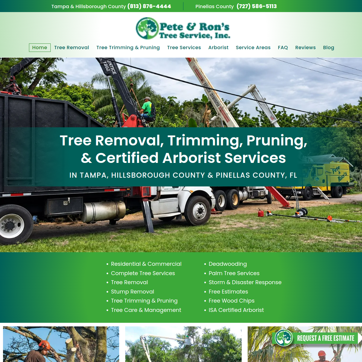 Screenshot of the Pete & Ron's Tree Service, Inc. website
