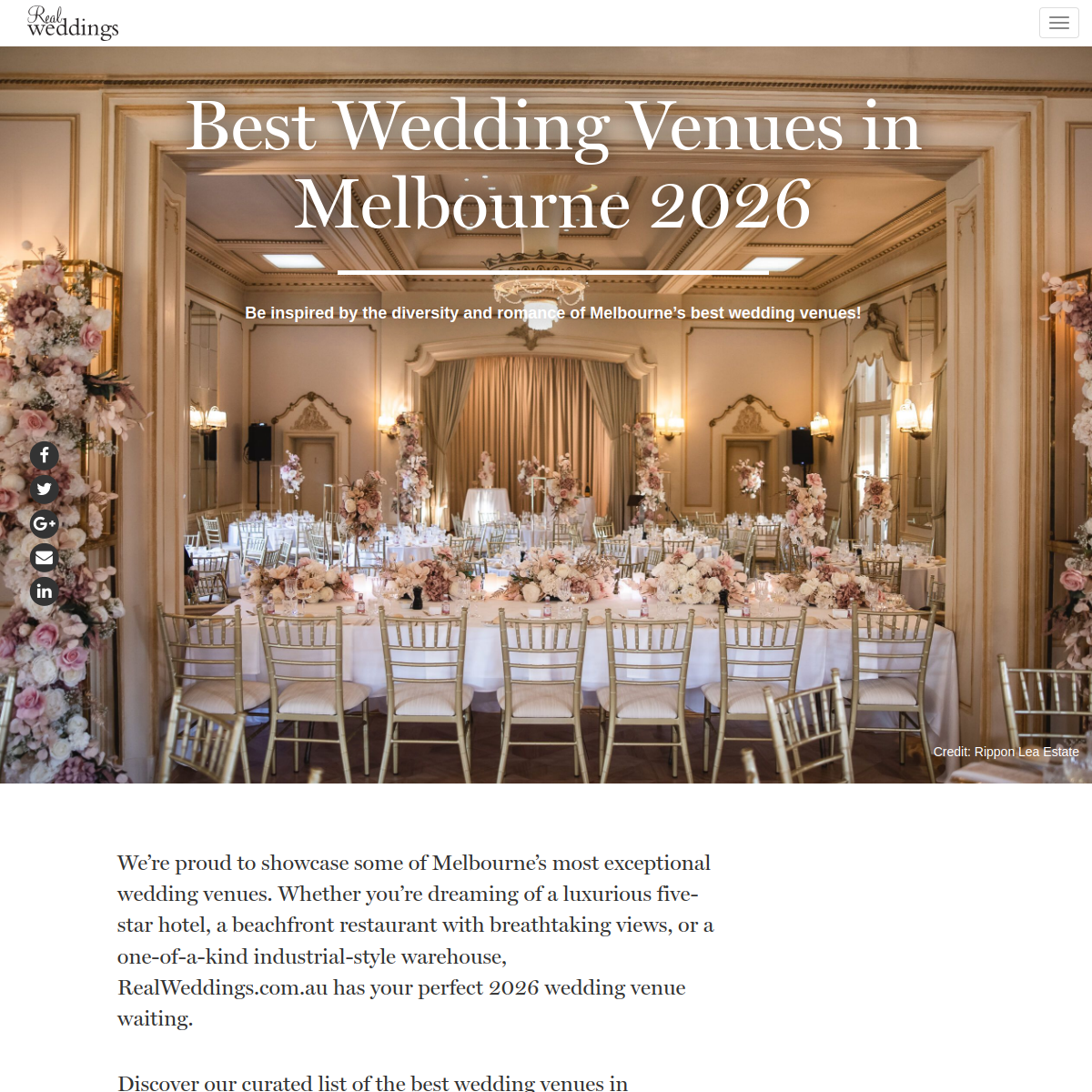 Screenshot of the RealWeddings website