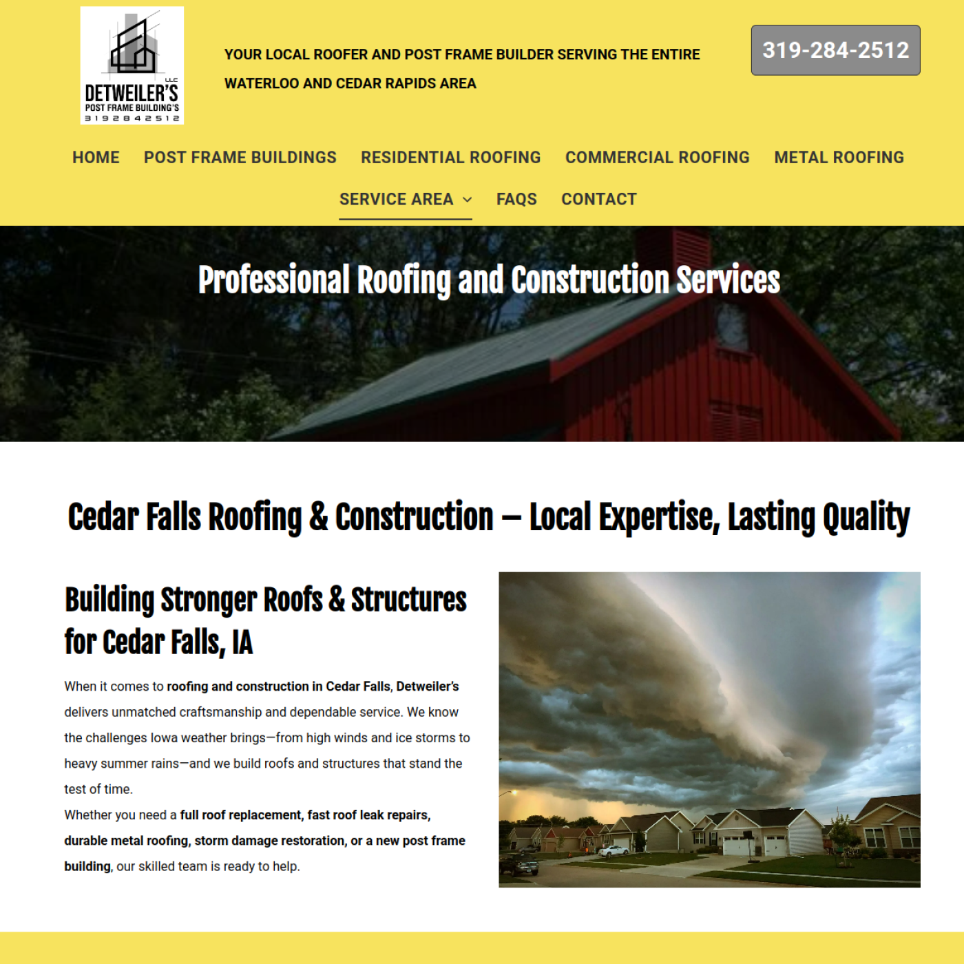 Screenshot of the Detweiler's Post Frame Buildings website