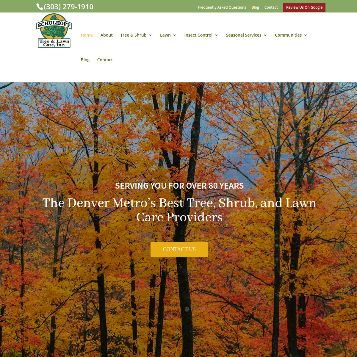 Screenshot of the Schulhoff Tree & Lawn Care, Inc. website