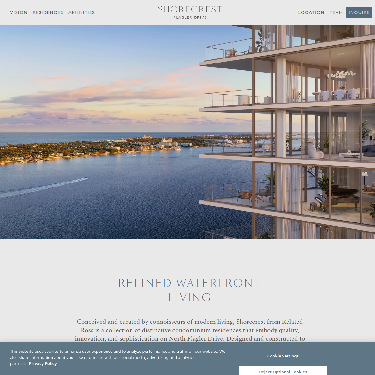 Screenshot of the Shorecrest Sales Gallery website