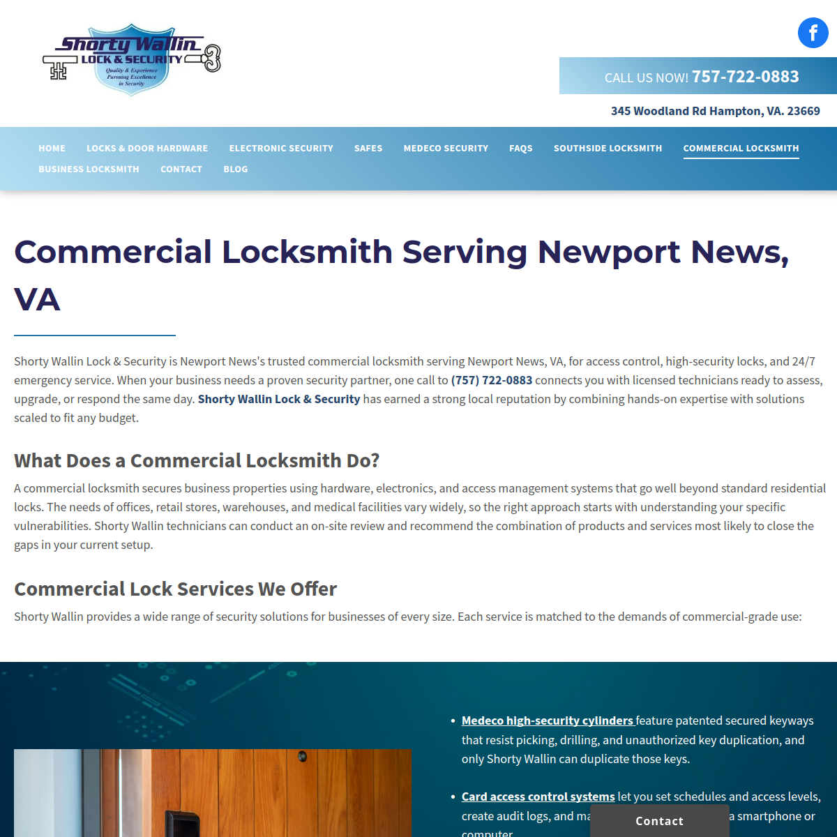 Screenshot of the Shorty Wallin Lock &Security website