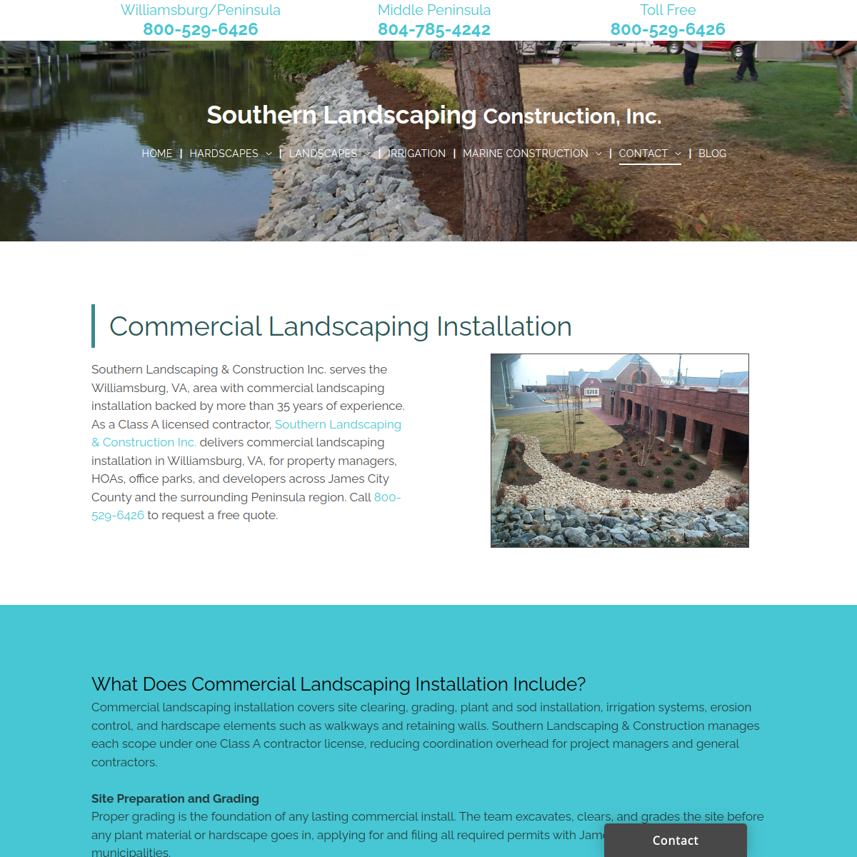 Screenshot of the Southern Landscaping & Construction, Inc. website