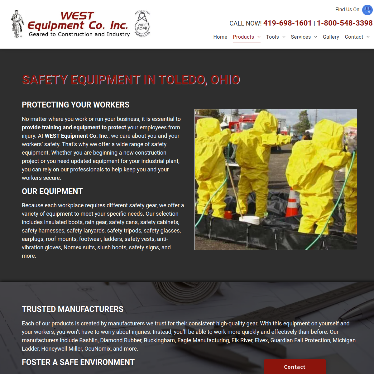 Screenshot of the West Equipment Co Inc website