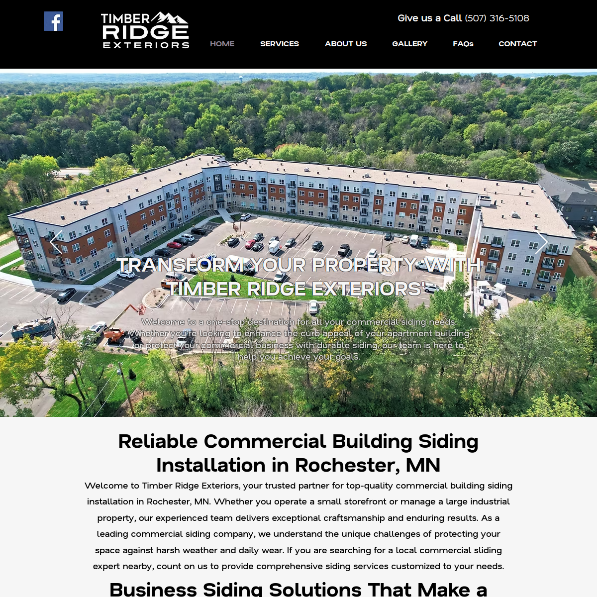 Screenshot of the Timber Ridge Exteriors, LLC. website