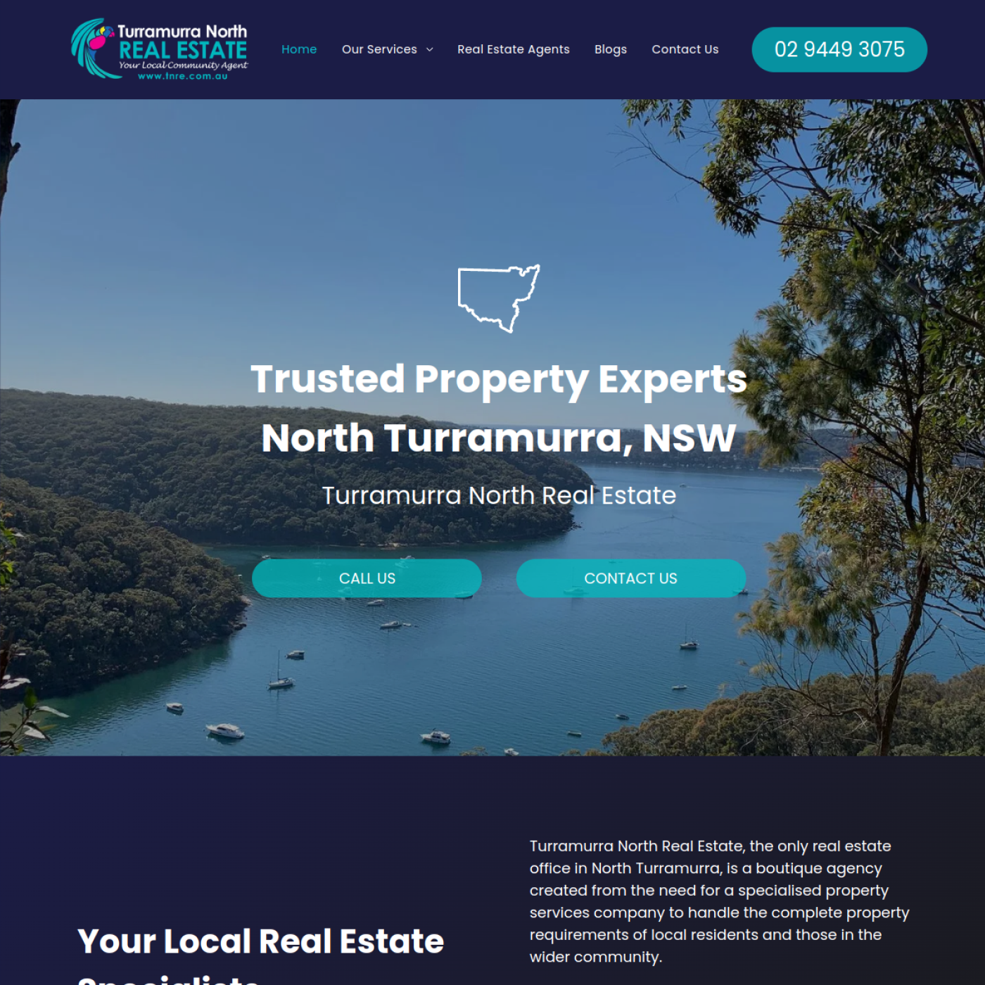 Screenshot of the Turramurra North Real Estate website