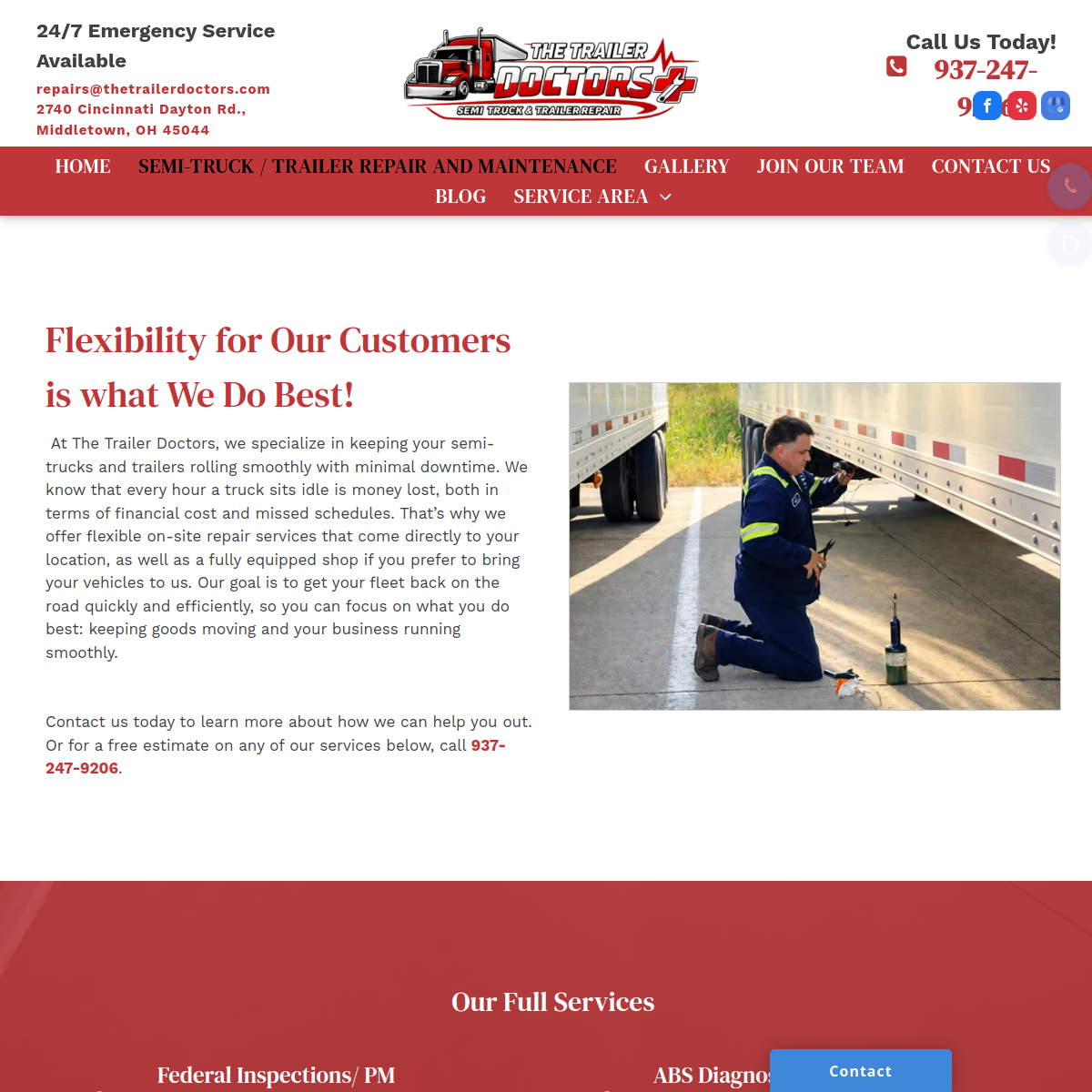 Screenshot of the The Trailer Doctors website
