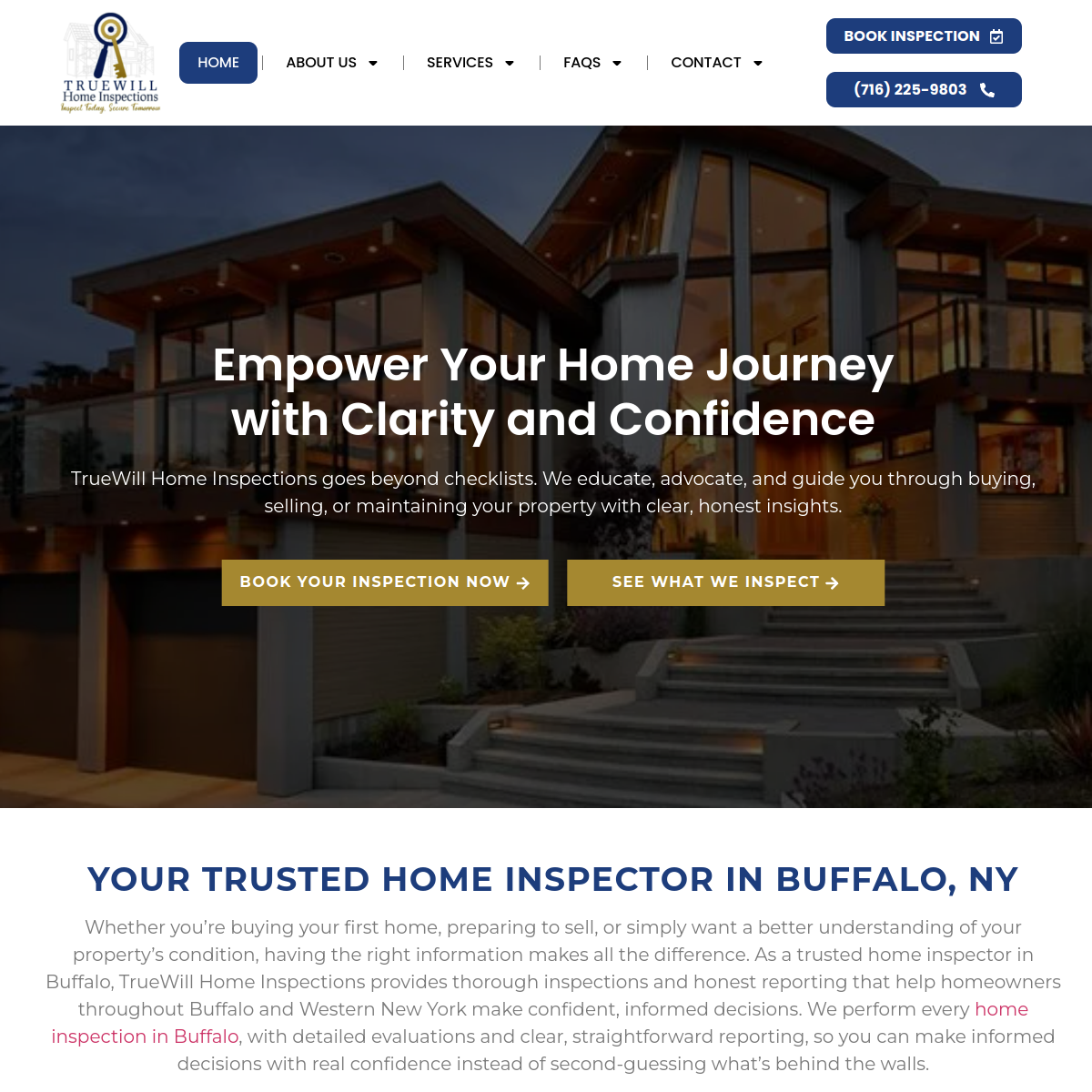 Screenshot of the TrueWill Home Inspections LLC website