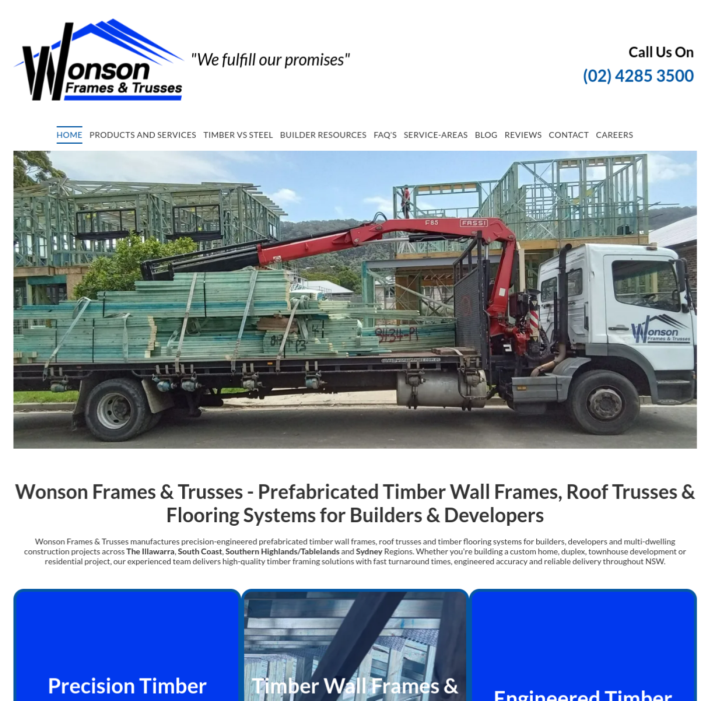 Screenshot of the Wonson Frames & Trusses website