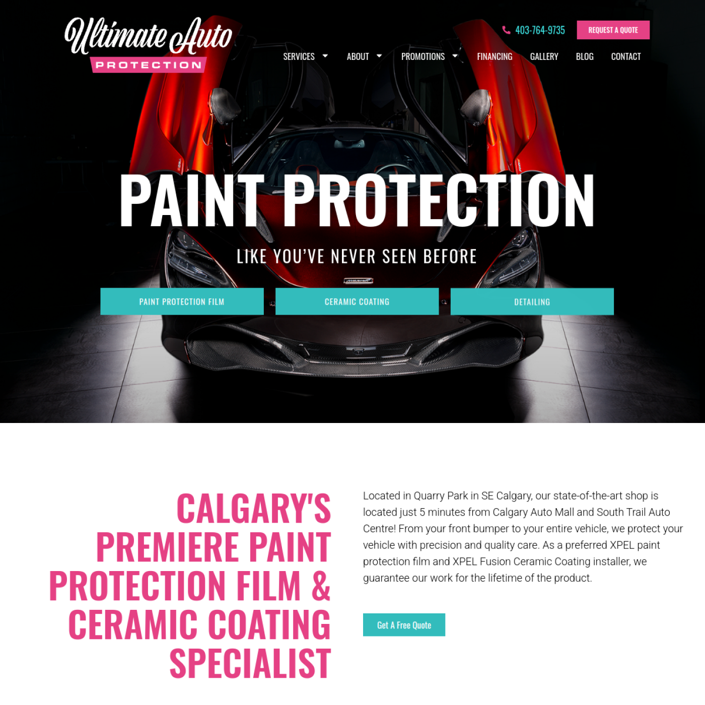 Screenshot of the Ultimate Auto Protection Inc. website