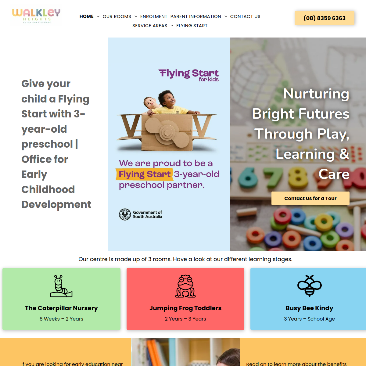 Screenshot of the Walkley Heights Child Care Centre website