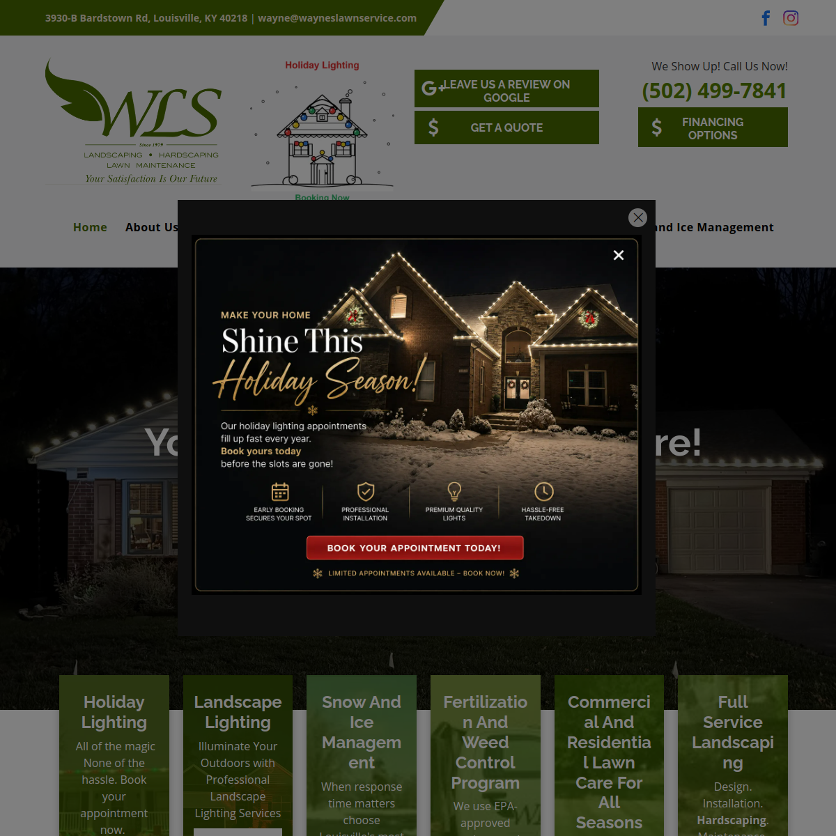Screenshot of the Wayne's Lawn Service website