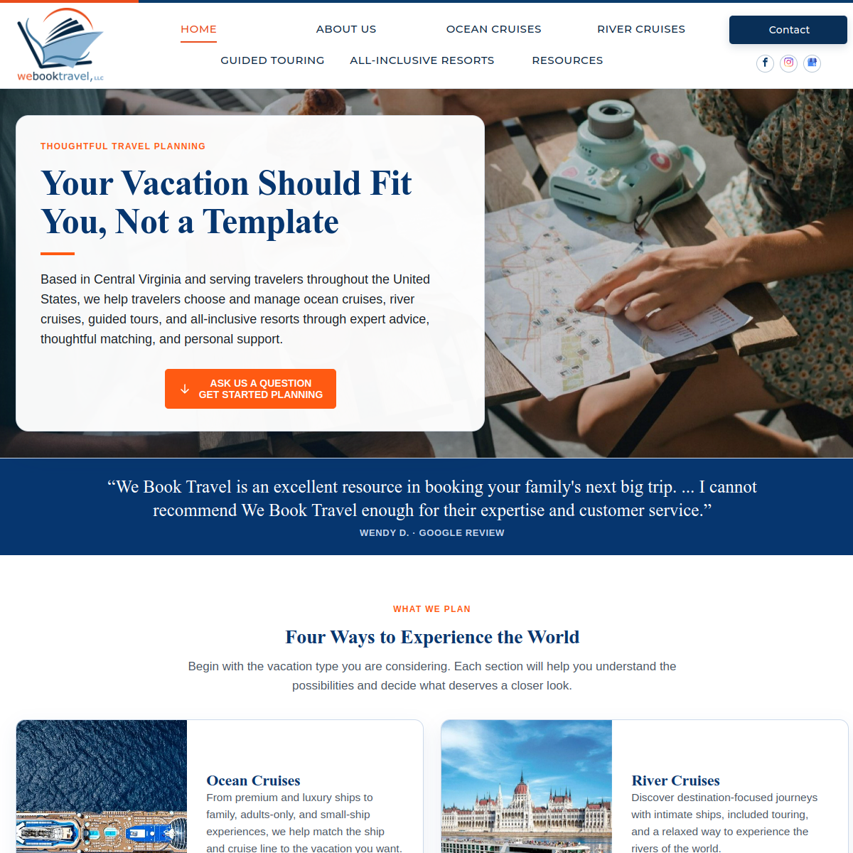 Screenshot of the We Book Travel LLC website