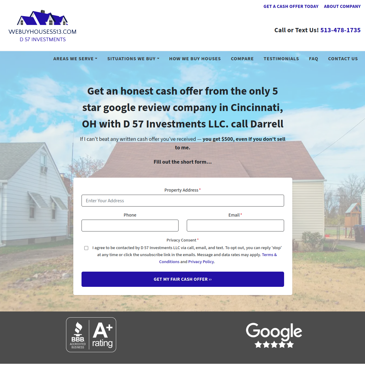 Screenshot of the D57 Investments LLC website