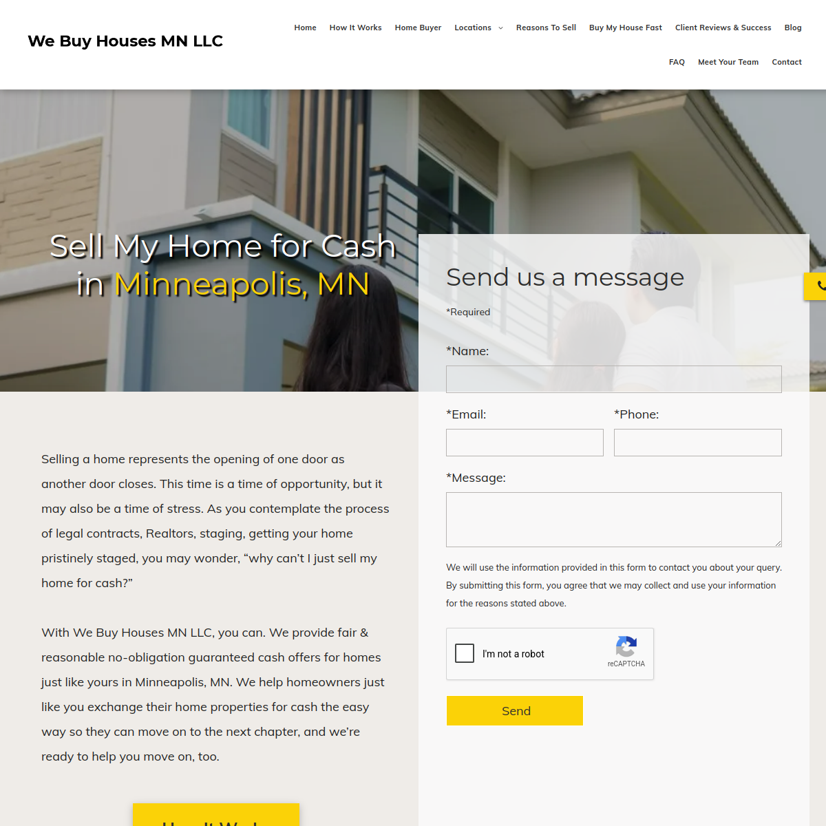 Screenshot of the We Buy Houses MN LLC website