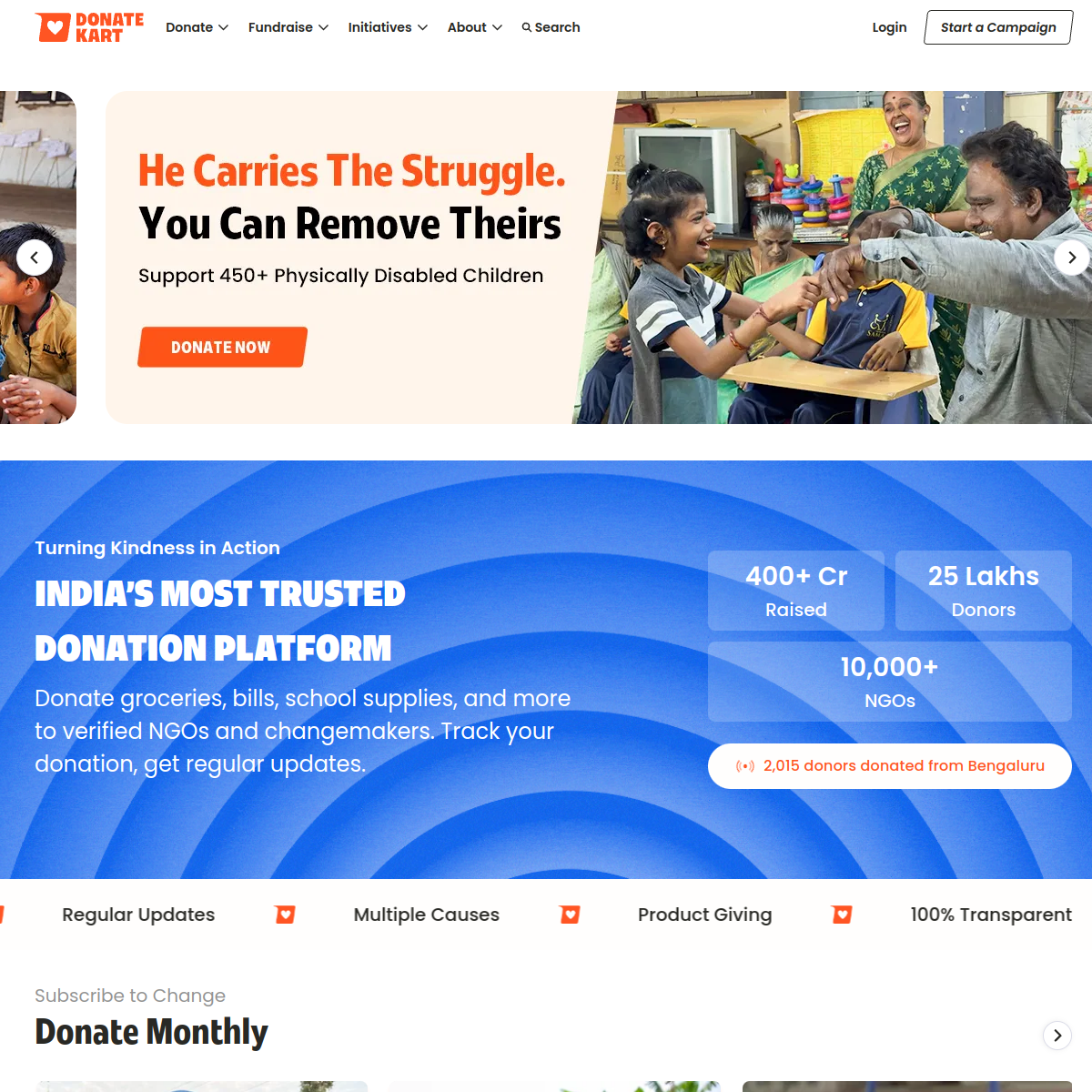 DonateKart screen 2